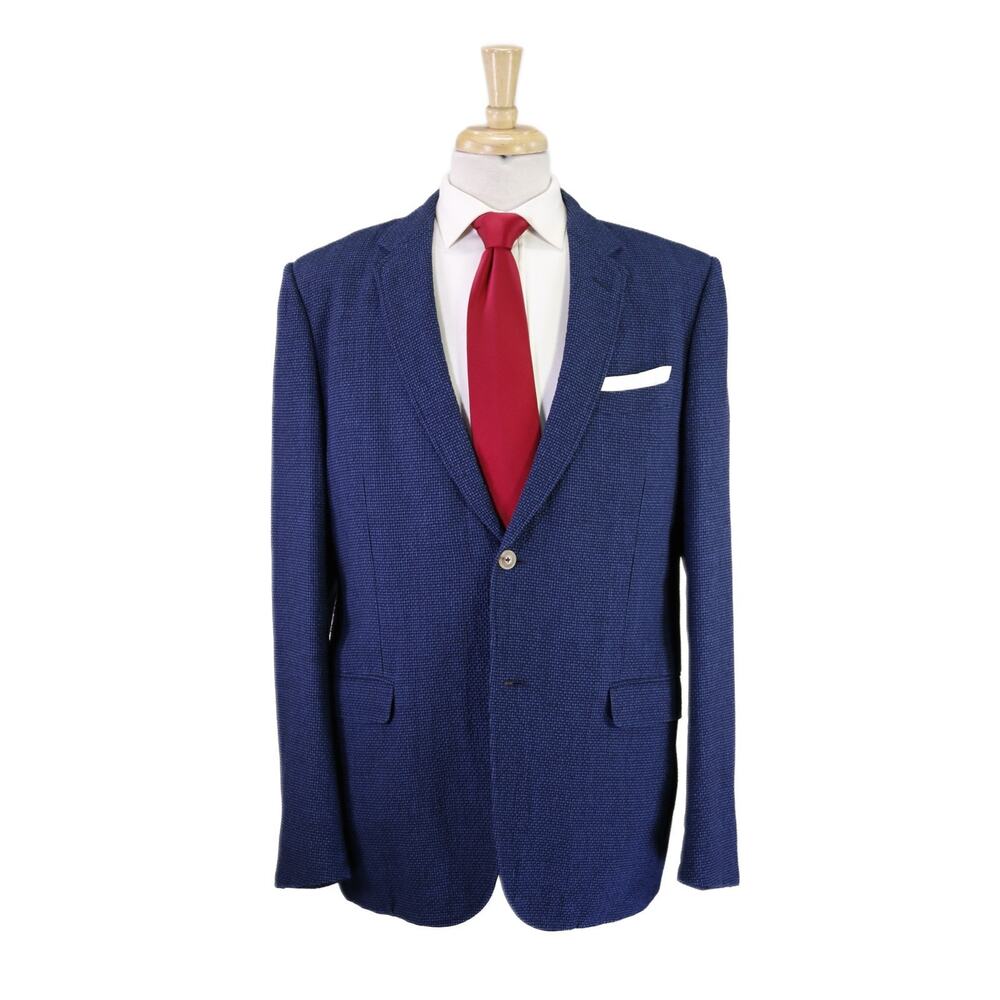 Gucci Recent Blue Gingham Check Seersucker Wool Cotton Silk 2-Btn Suit 44R